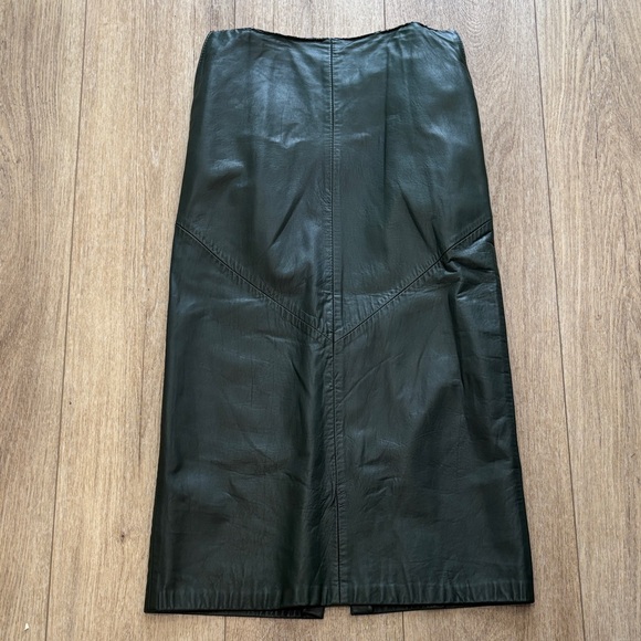 Dresses & Skirts - Vintage Forest Green Leather Skirt